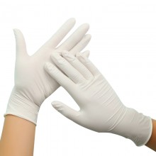 100装一次性乳胶手套白色防滑实验室橡胶乳胶防护手套家庭清洁产品