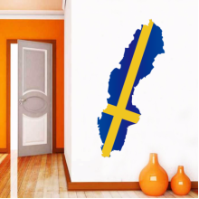 瑞典国旗地图装饰墙贴
