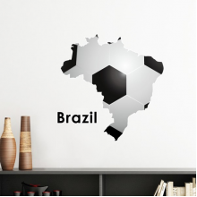 足球颜色巴西地图轮廓巴西标语 墙贴纸学校教室宿舍背景墙家居卧室房间装饰画可移除贴画