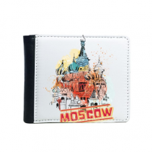 水彩俄罗斯建筑莫斯科圣瓦西里大教堂 翻折式多功能皮革钱包卡包礼品礼物