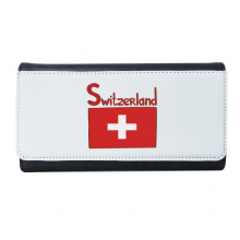瑞士国旗红色图案 长方形多功能皮革钱包卡包礼物