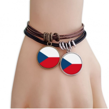 捷克共和国国旗欧洲国家象征符号图案 黑棕手链对饰品情侣礼物礼品