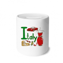 意大利地标象征图案 陶瓷存钱罐白色硬币储蓄盒礼物