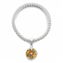 亚美尼亚埃里温国徽 银色圆形金属吊坠手链饰品首饰礼品礼物