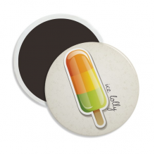 橙黄绿甜味冰淇淋图案 圆形陶瓷冰箱磁铁贴2枚