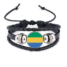 加蓬国旗非洲国家象征符号图案 皮革编制手链腕带礼品礼物