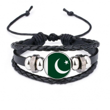 巴基斯坦国旗亚洲洲国家象征符号图案 皮革编制手链腕带礼品礼物