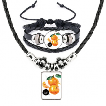 柑橘水果美味健康水彩画 手链项链吊坠首饰套装