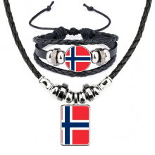 挪威国旗欧洲国家象征符号图案 手链项链吊坠首饰套装