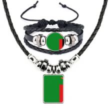 赞比亚国旗非洲国家象征符号图案 手链项链吊坠首饰套装