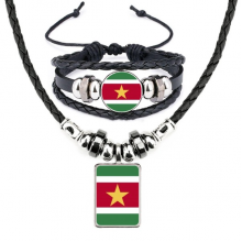 苏里南国旗南美洲国家象征符号图案 手链项链吊坠首饰套装
