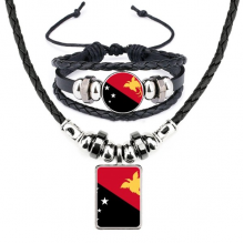 巴布亚新几内亚国旗大洋洲国家象征符号图案 手链项链吊坠首饰套装