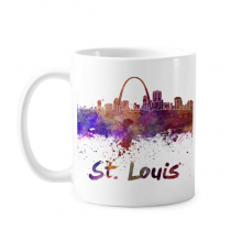 圣路易斯美国国家城市水彩插画 陶瓷杯子白色马克杯牛奶杯水杯礼物