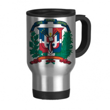多米尼加国徽标志符号图案 不锈钢旅行杯汽车杯带把手杯子450ml礼物