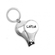 手写英文名个性私人订制Linda 多功能钥匙扣指甲刀指甲剪开瓶器礼物