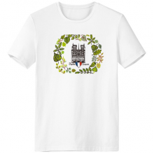 巴黎圣母院巴黎法国插画 男女白色短袖T恤创意纪念衫个性T恤衫礼物