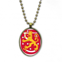 芬兰欧洲国徽 复古圆珠吊坠项链首饰挂件