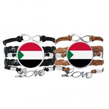 苏丹国旗非洲国家象征符号图案 手链情侣皮绳腕带礼物