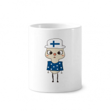 芬兰国家欧洲湖国旗悠悠 陶瓷刷牙杯子笔筒白色马克杯礼物