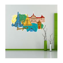 曼谷插画墙贴纸学校教室宿舍背景墙家居卧室房间装饰画可移除贴画